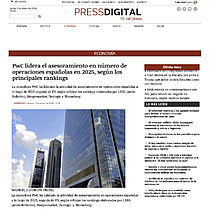 PwC lidera el asesoramiento en n�mero de operaciones espa�olas en 2025, seg�n los principales rankings